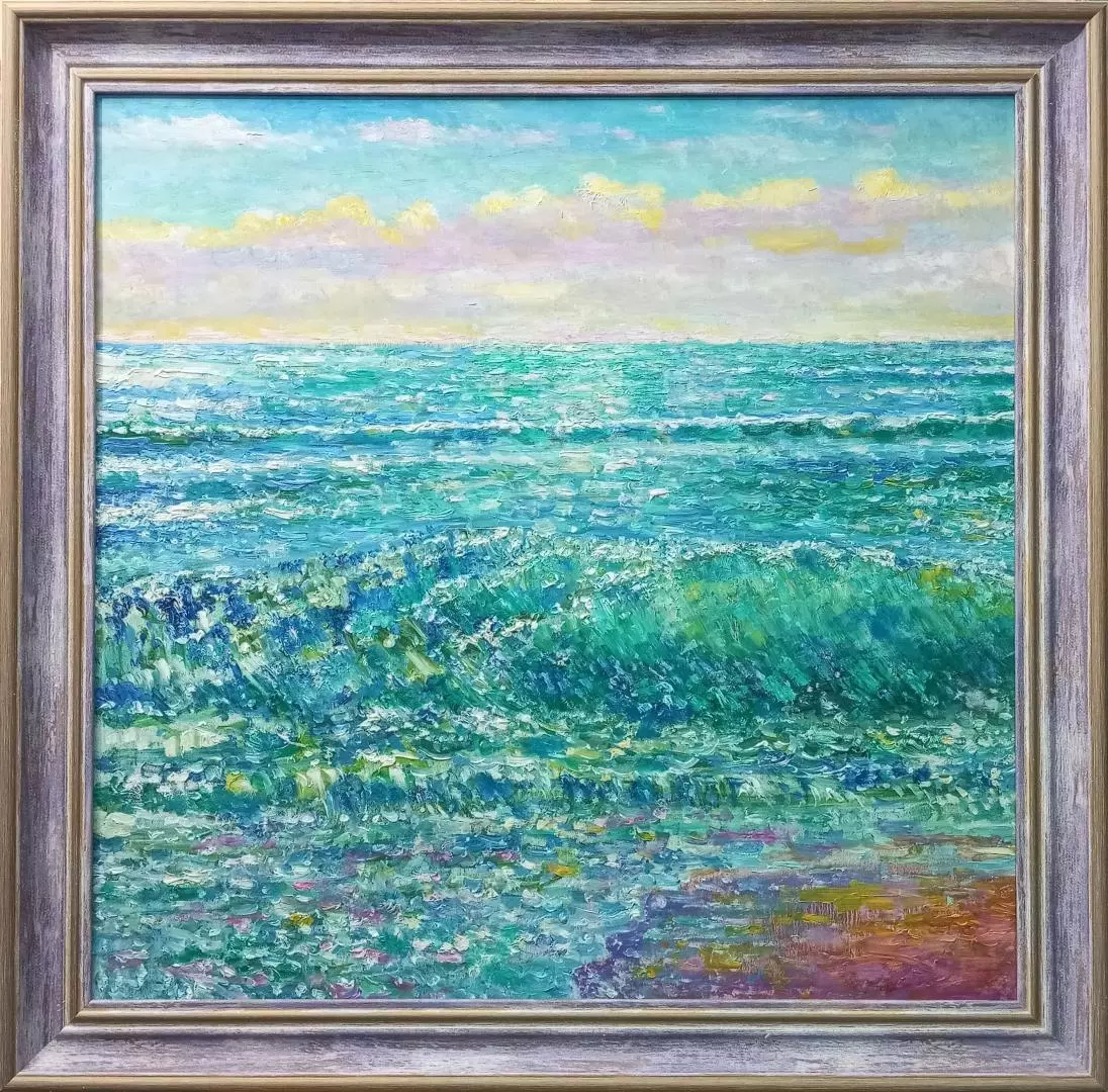Картина. Сулеков Юрий. Морской этюд, оргалит, масло, 61х62. Авторская живопись.