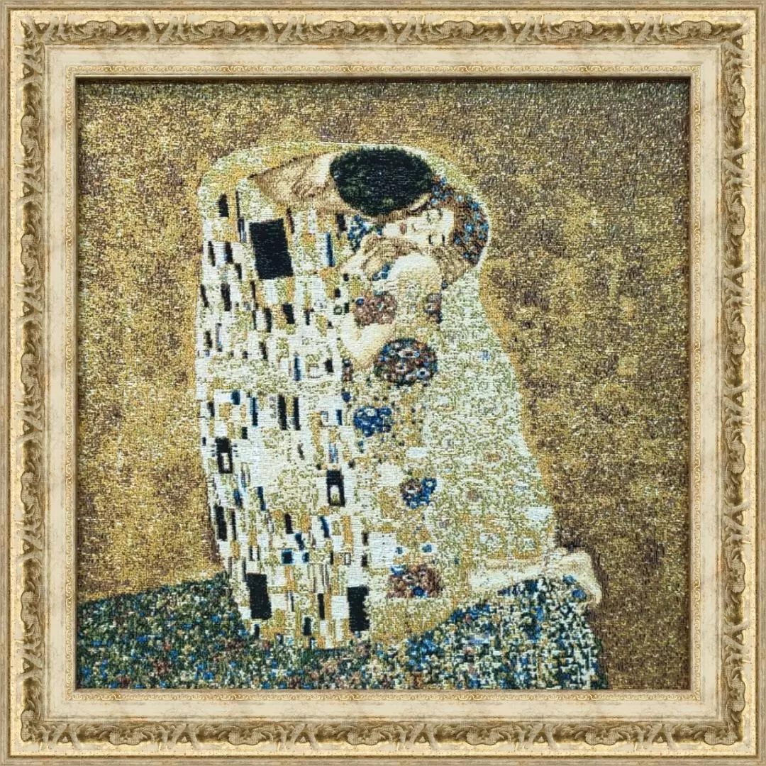 Гобелен в раме. Климт. Поцелуй. 42х42 см