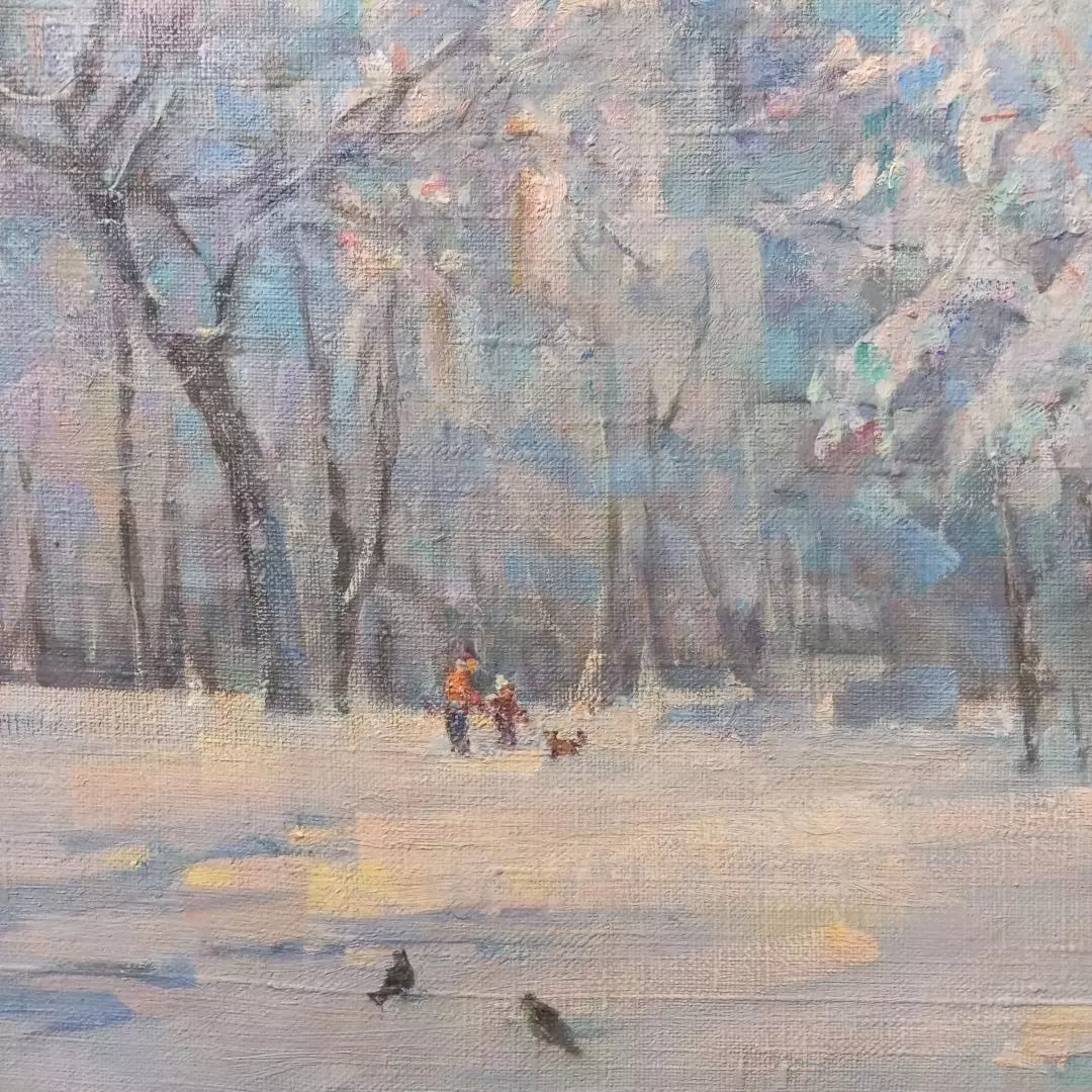 Картина. Татьяна Поплавская. В зимнем парке. Холст, масло. 45х55 см.. Авторская живопись.