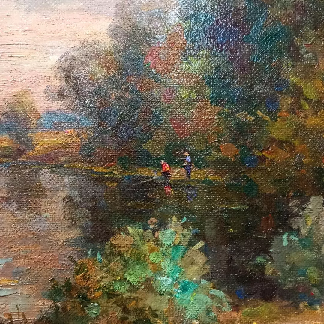 Картина. Александр Поплавский. Утро в начале осени. Оргалит, масло, 35х47 см. Авторская живопись.