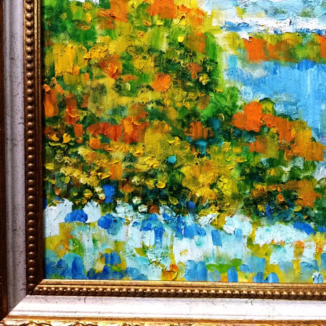 Картина. Сулеков Юрий Озеро, оргалит, масло, 61,5х61,5см. Авторская живопись.