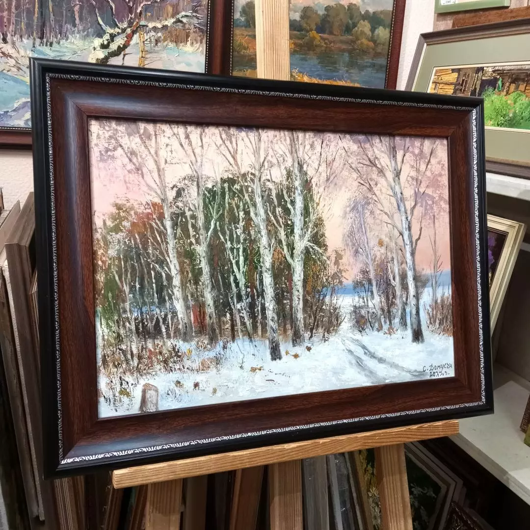 Картина. Стефан Домусчи Этюд г. Борисогебск, холст, картон, масло, 35х50 см. Авторская живопись.