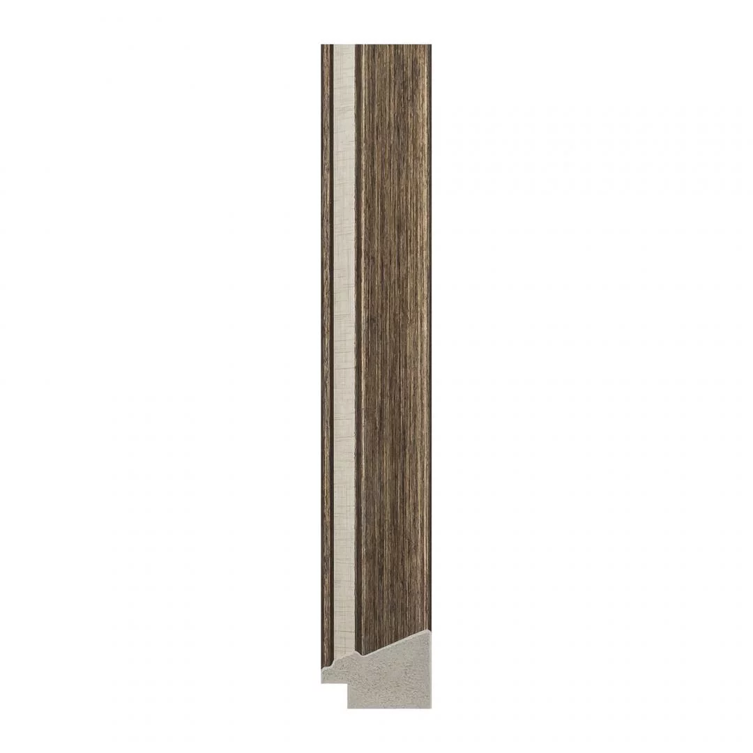 Багетная рамка для фото А3 - 297x420, фоторамка со стеклом для фотографий, постеров, картин, вышивок / коричневая-белая - 2,5 см, классическая, пластиковая, с креплением, 722-84