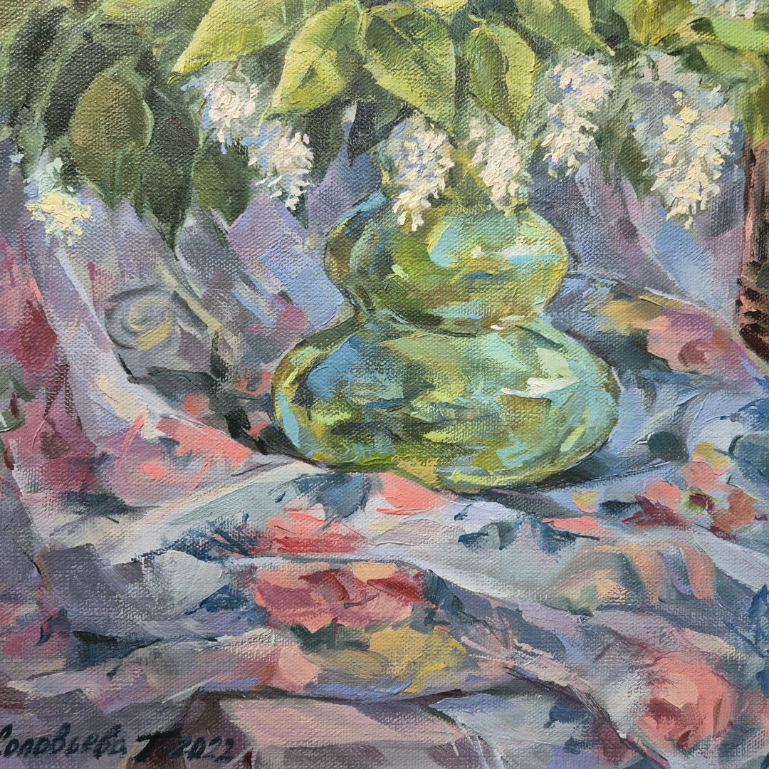 Картина. Галина Соловьёва. Черемуха. Холст, масло. 60х50см. Авторская живопись.
