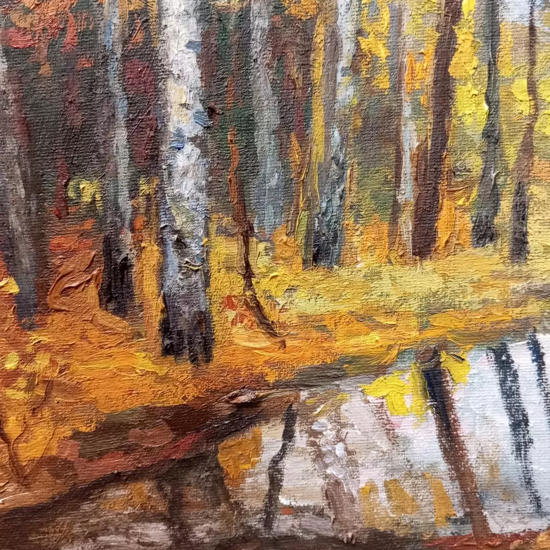 Картина. Стефан Домусчи. Осень. Холст, картон, масло. 54х48 см. Авторская живопись.