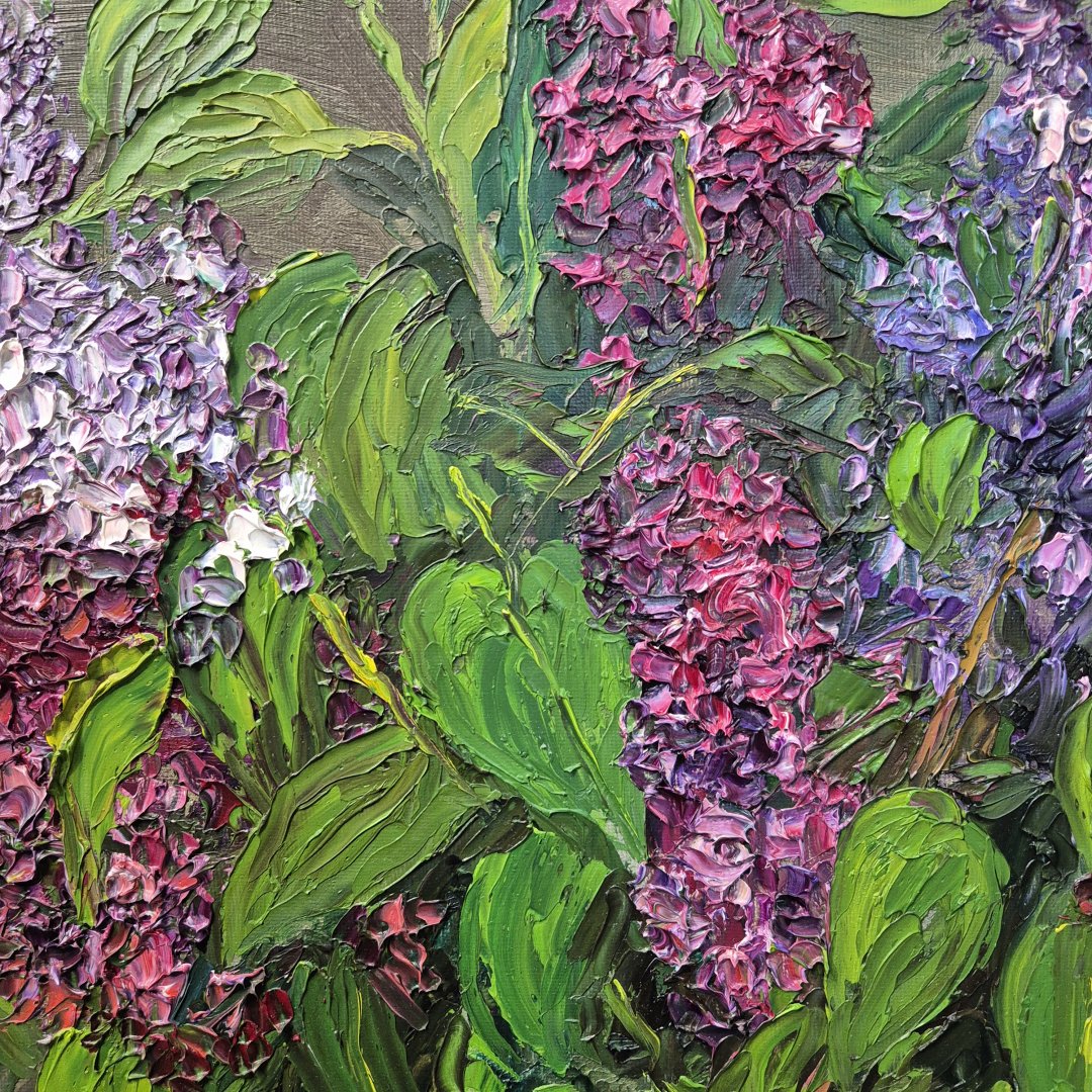 Картина. Стефан Домусчи. Сирень 2 2025г. Холст, картон, масло. 60х50 см. Авторская живопись.