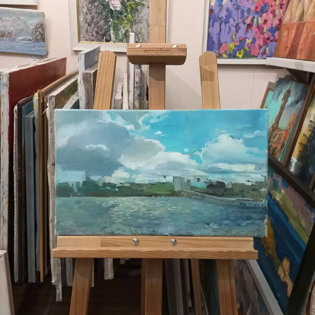 Картина. Анастасия Голубцова. Вид на правый берег. Холст, масло. 30х50 см. Авторская живопись.