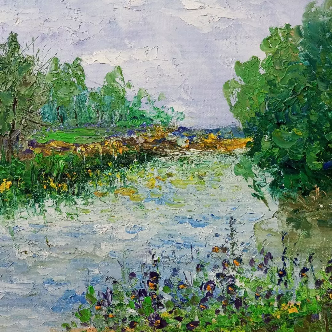 Картина. Роман Серебрянский. Летний полдень. Картон, масло. 25х35 см. Авторская живопись.