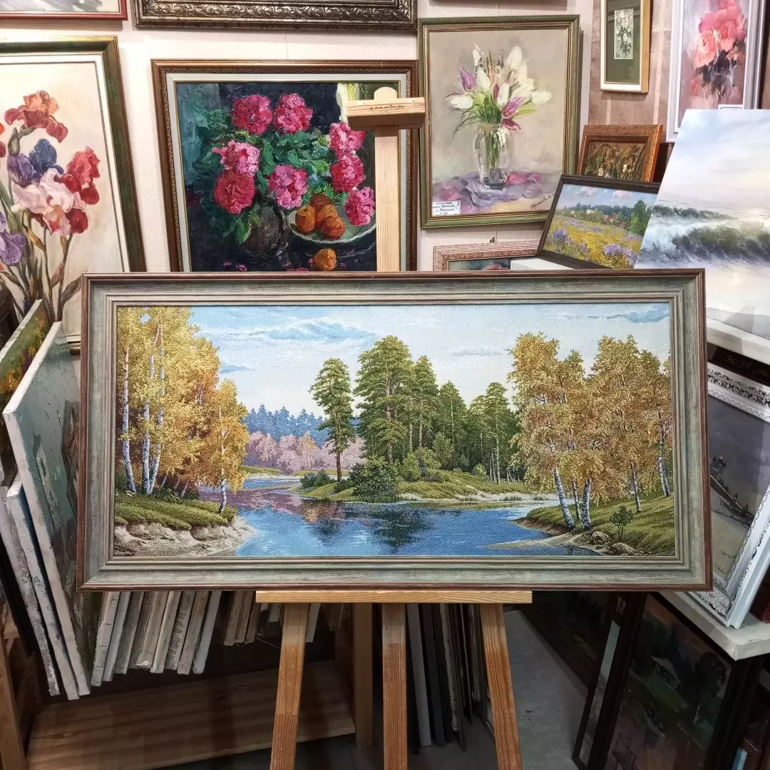 Гобелен в раме. Краски осени, габ 54х106 см, 718-16