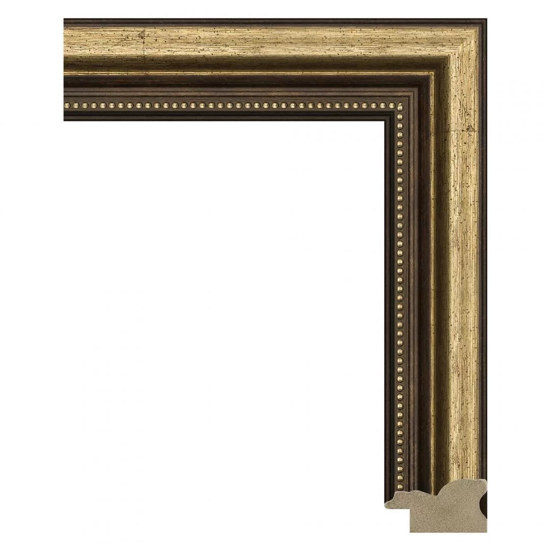 Рама багетная 40x60 для картин, коричневая-золотая - 3,4 см, классическая, пластиковая, с креплением, 712-81