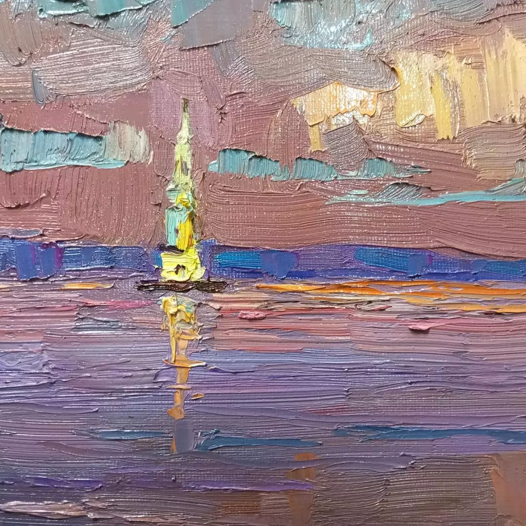 Картина. Александр Филиппов. Тихое утро в Калязине. Холст, масло. 30х50 см. Авторская живопись.