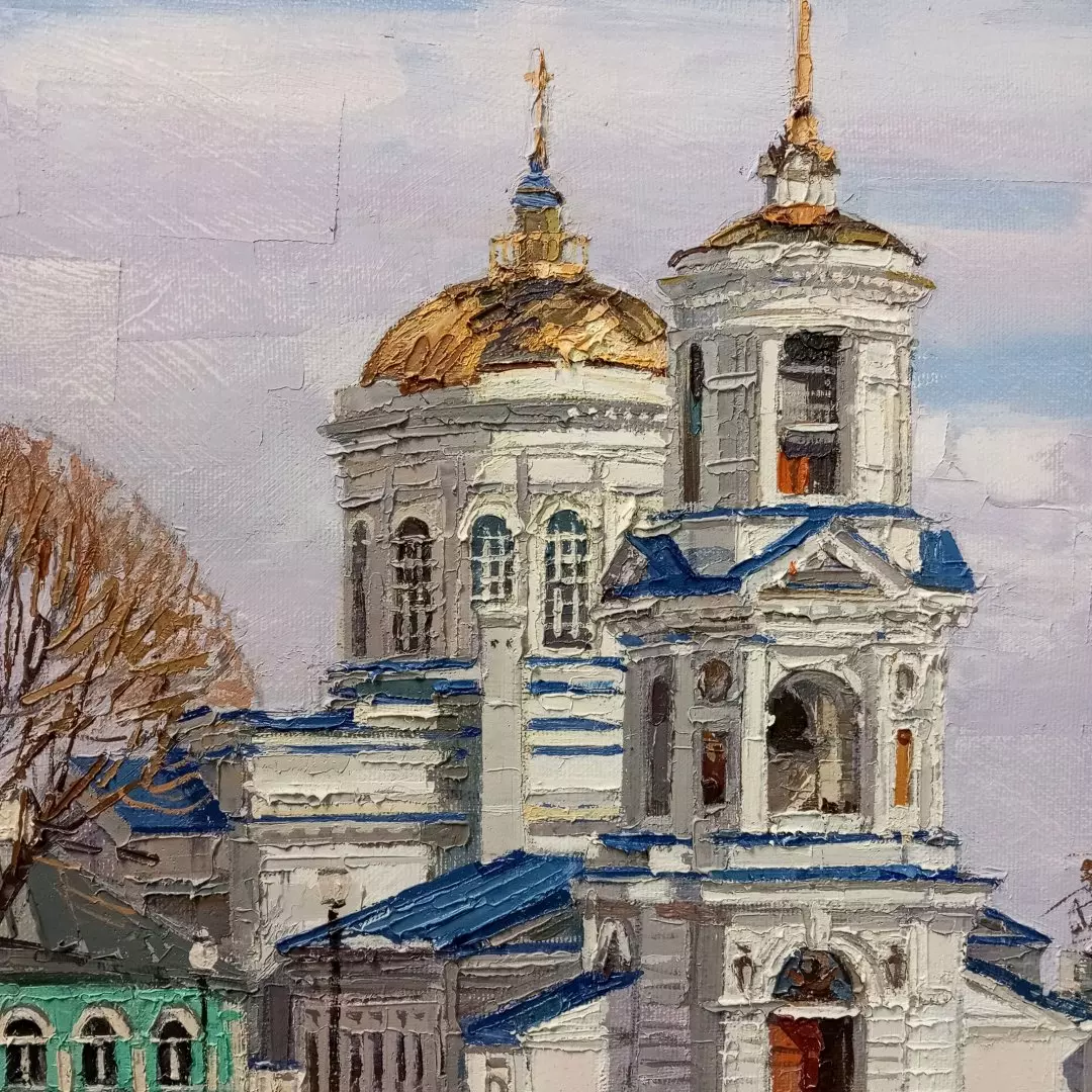 Картина. Виталий Мартыненко. Покровская церковь. Холст, масло. 40х50 см. Авторская живопись.