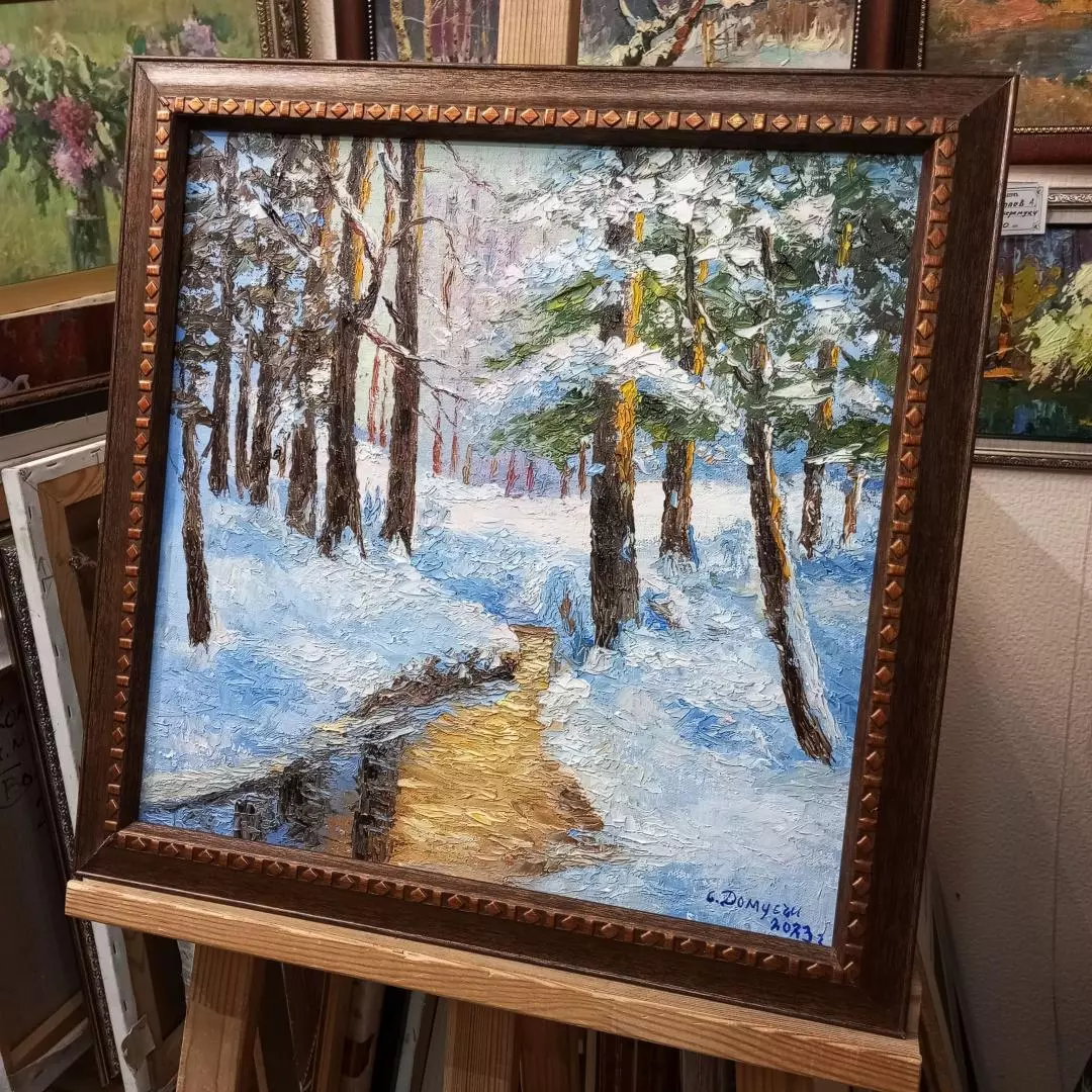 Картина. Стефан Домусчи Этюд г. Борисогебск, холст, масло, 40х40 см. Авторская живопись.