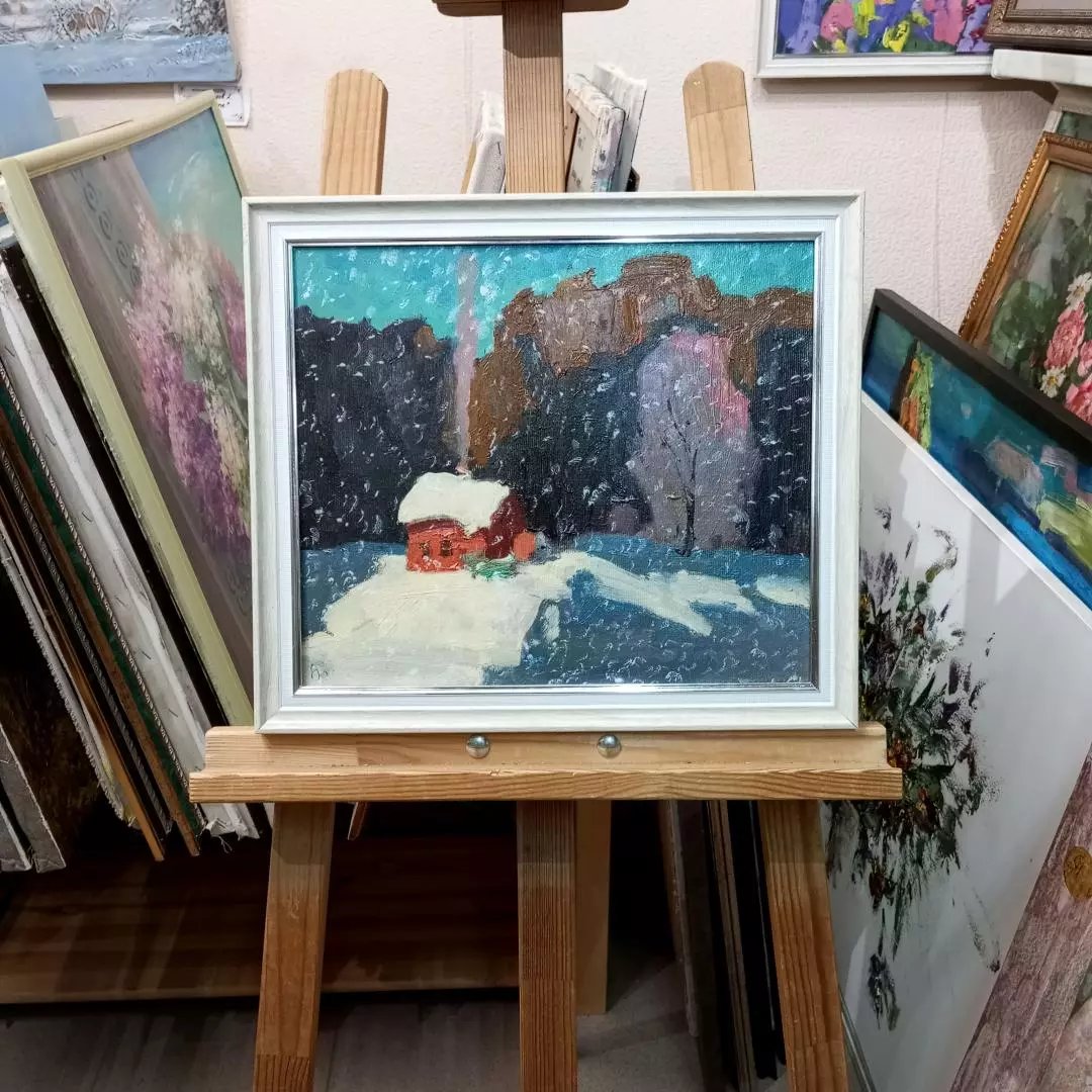 Картина. Юрий Болотов. Морозит. Холст, масло. 30х35 см. Авторская живопись