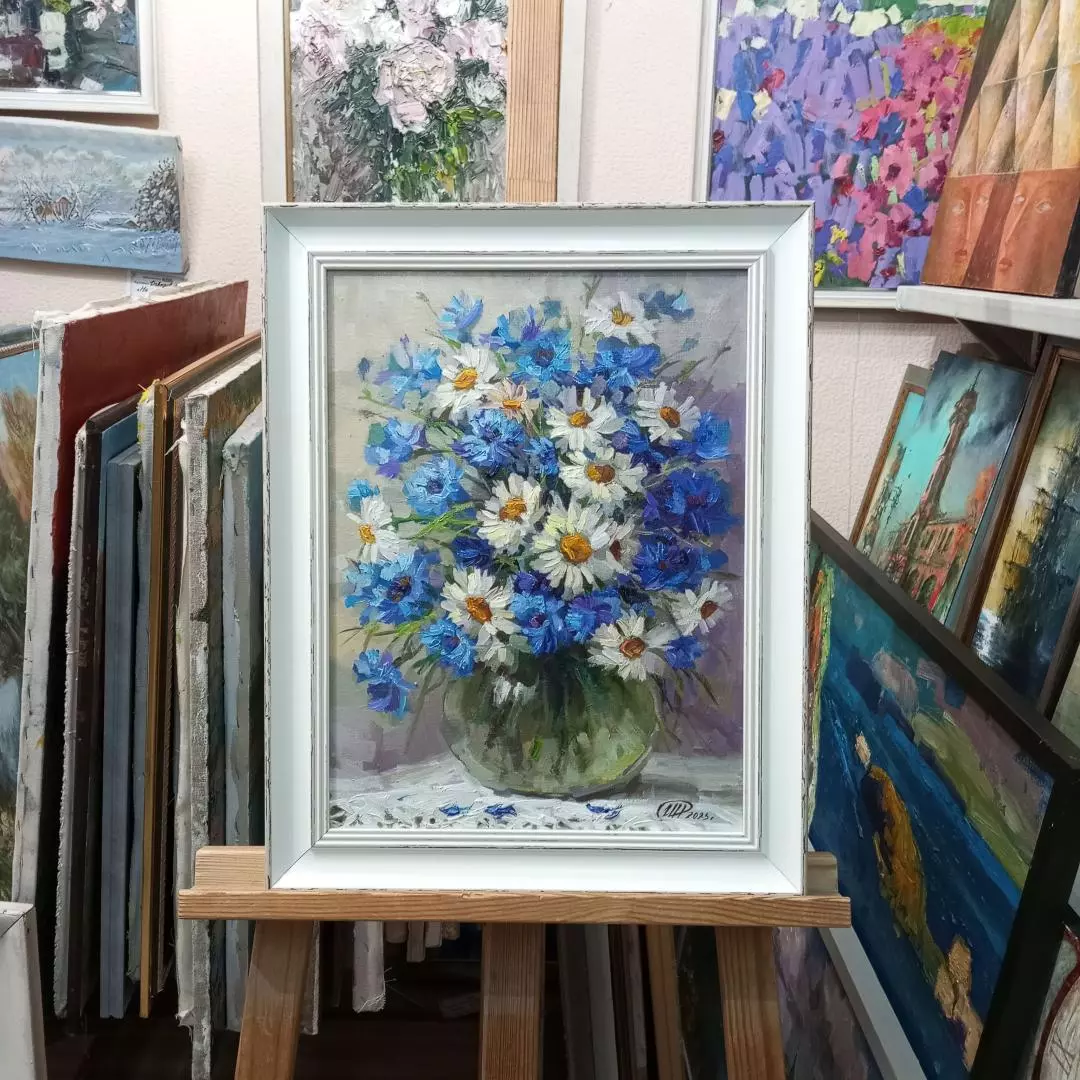 Картина. Никколова И.А. Деревенский букет. Холст, масло. 40х30 см. Авторская живопись.