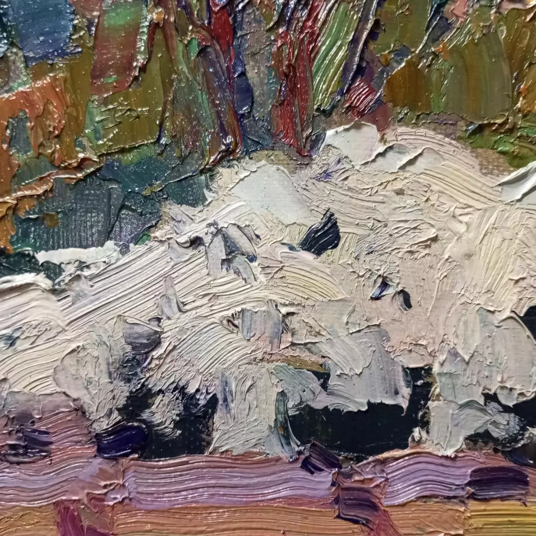 Картина. Юрий Болотов. Цветущий май. Холст, масло. 20х35 см. Авторская живопись