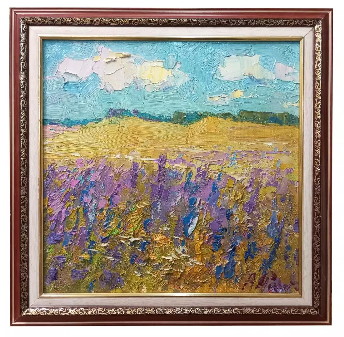 Картина. Александр Филиппов. Цветное поле. Холст, масло. 30х30 см. Авторская живопись.