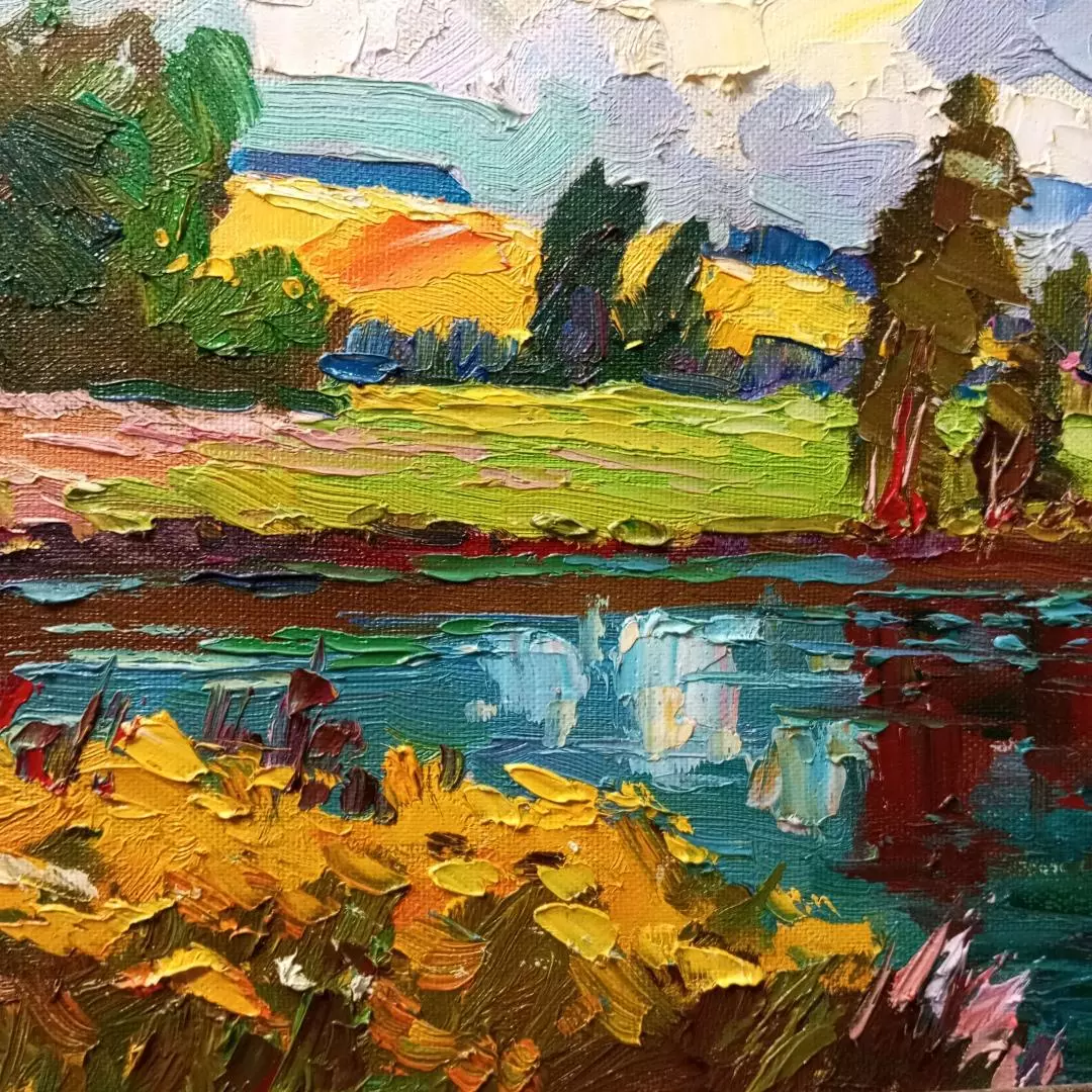 Картина. Александр Филиппов Цветные поля июля, холст, масло, 30х50 см. Авторская живопись.