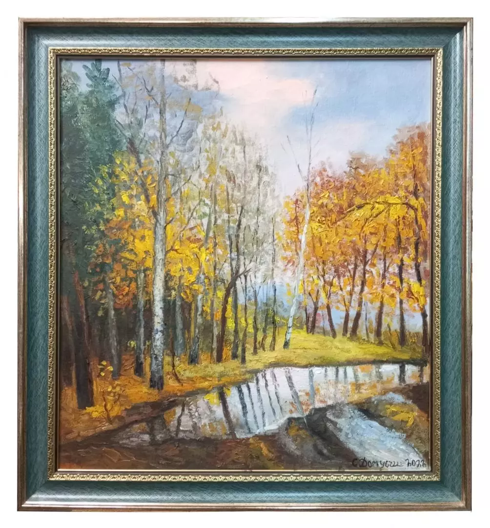 Картина. Стефан Домусчи. Осень. Холст, картон, масло. 54х48 см. Авторская живопись.