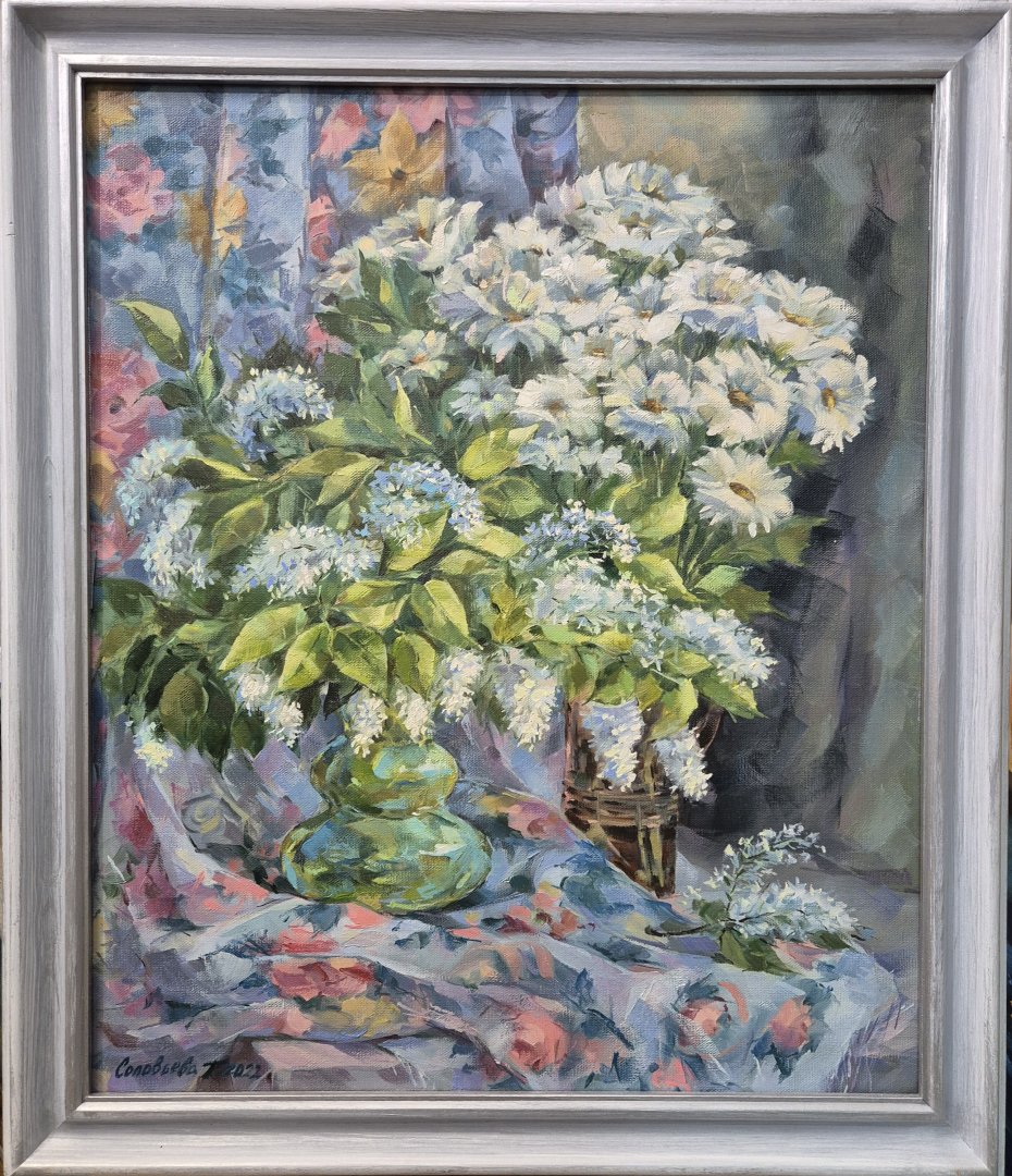 Картина. Галина Соловьёва. Черемуха. Холст, масло. 60х50см. Авторская живопись.
