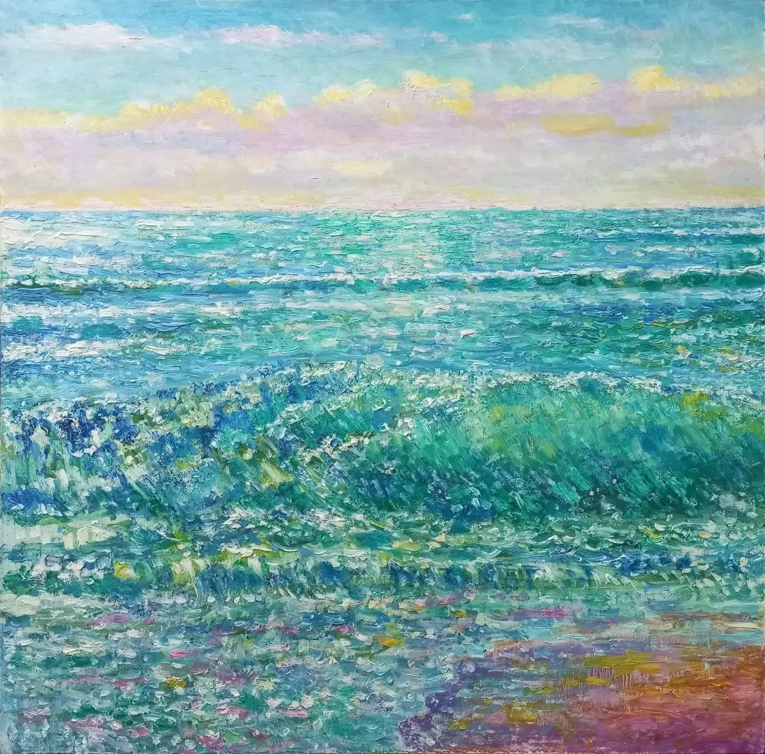 Картина. Сулеков Юрий. Морской этюд, оргалит, масло, 61х62. Авторская живопись.