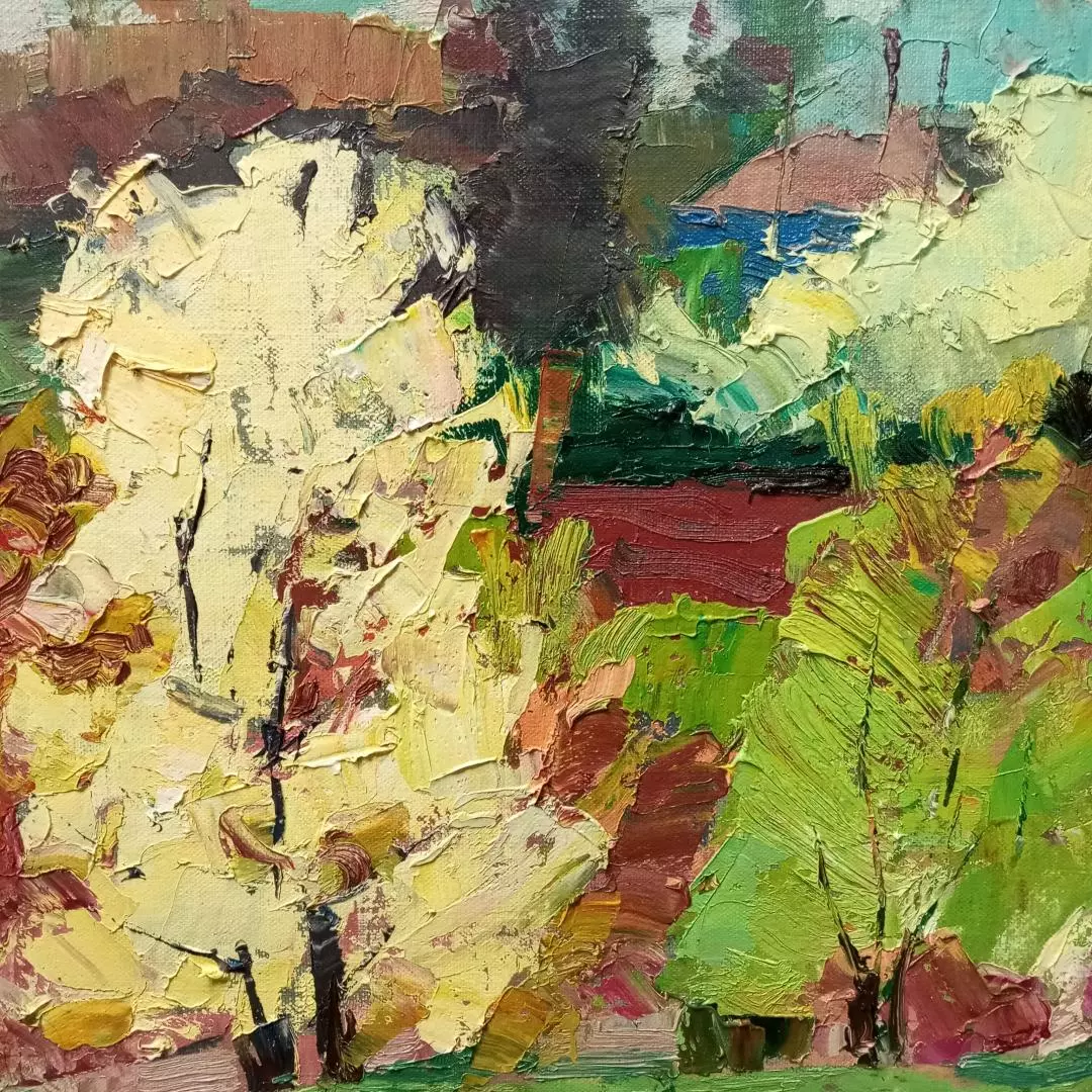 Картина. Юрий Болотов Сады цветут, холст, масло, 30х40. Авторская живопись
