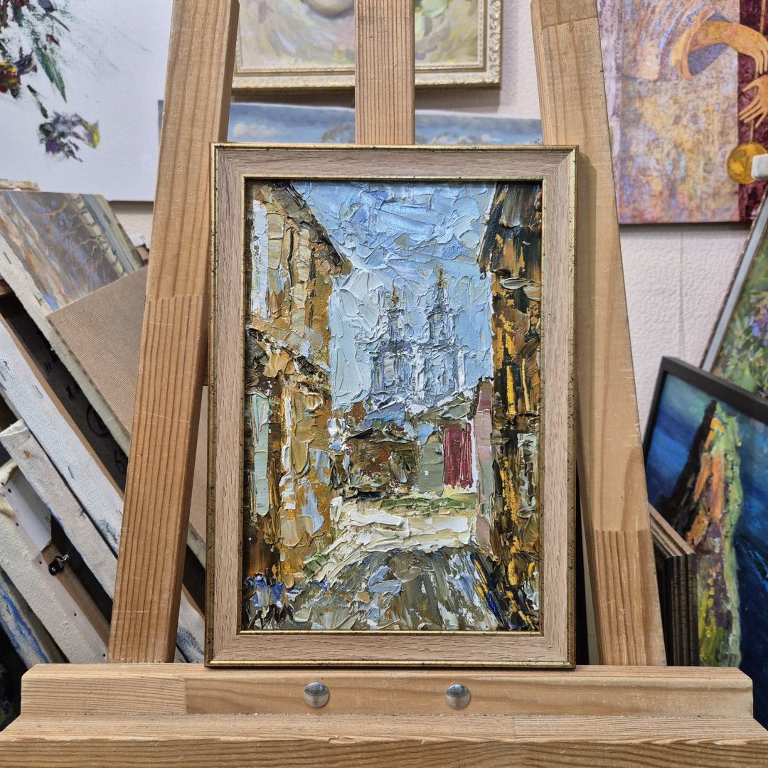 Картина. Инна Москалева.К свету. Холст, картон, масло. 30х20см. Авторская живопись.