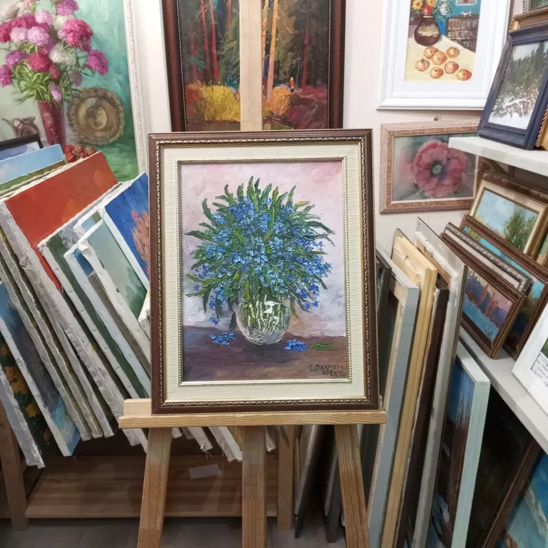 Картина. Стефан Домусчи. Подснежник. Холст, масло. 40х30 см. Авторская живопись.