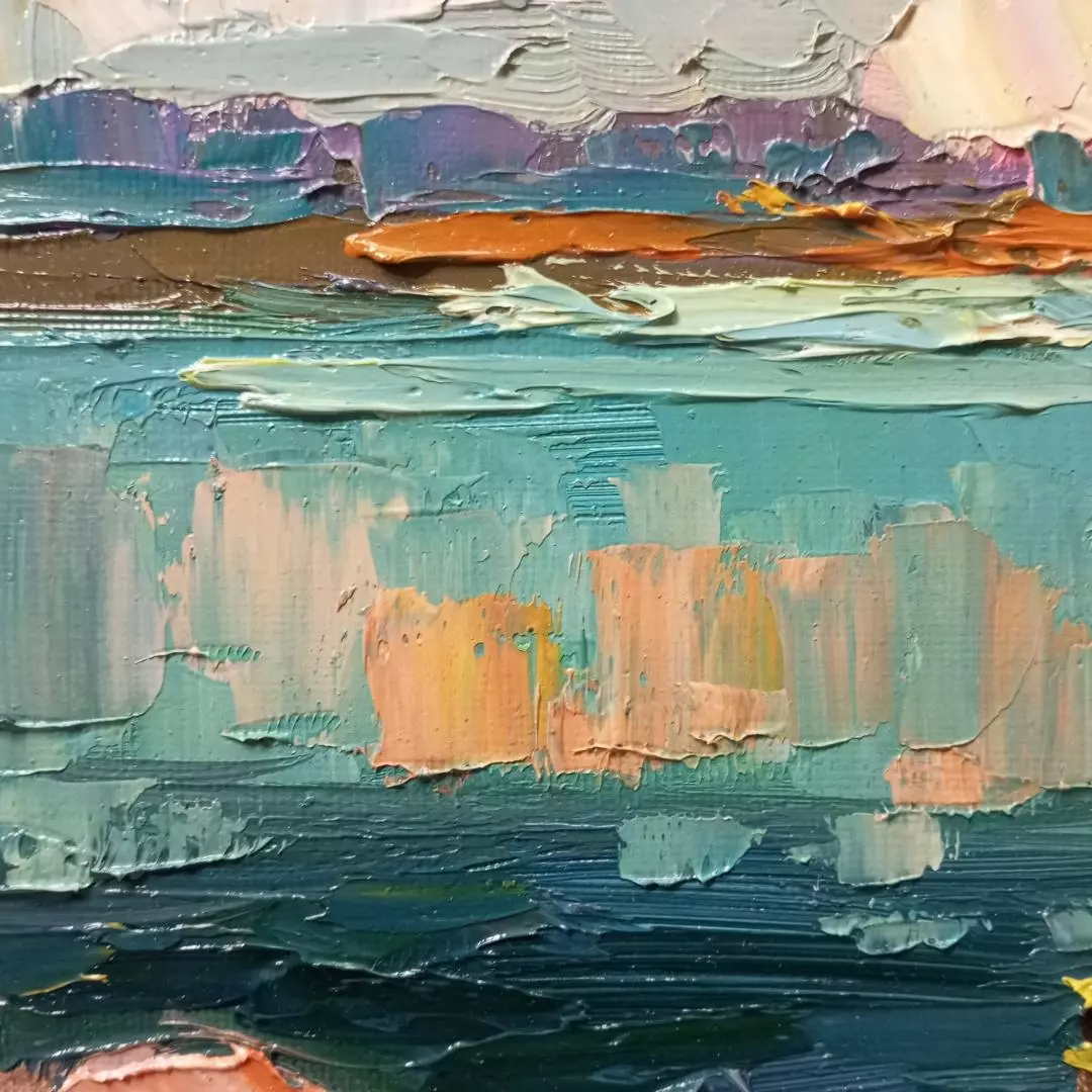 Картина. Александр Филиппов. Каменистый бережок холст, масло. 18х50 см. Авторская живопись.