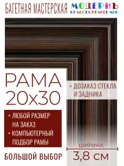 Рама багетная 20x30 для картин и зеркал - 3,8 см, классическая, пластиковая, с креплением, без стекла, М-9-2