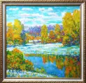 Картина. Сулеков Юрий Озеро, оргалит, масло, 61,5х61,5см. Авторская живопись.