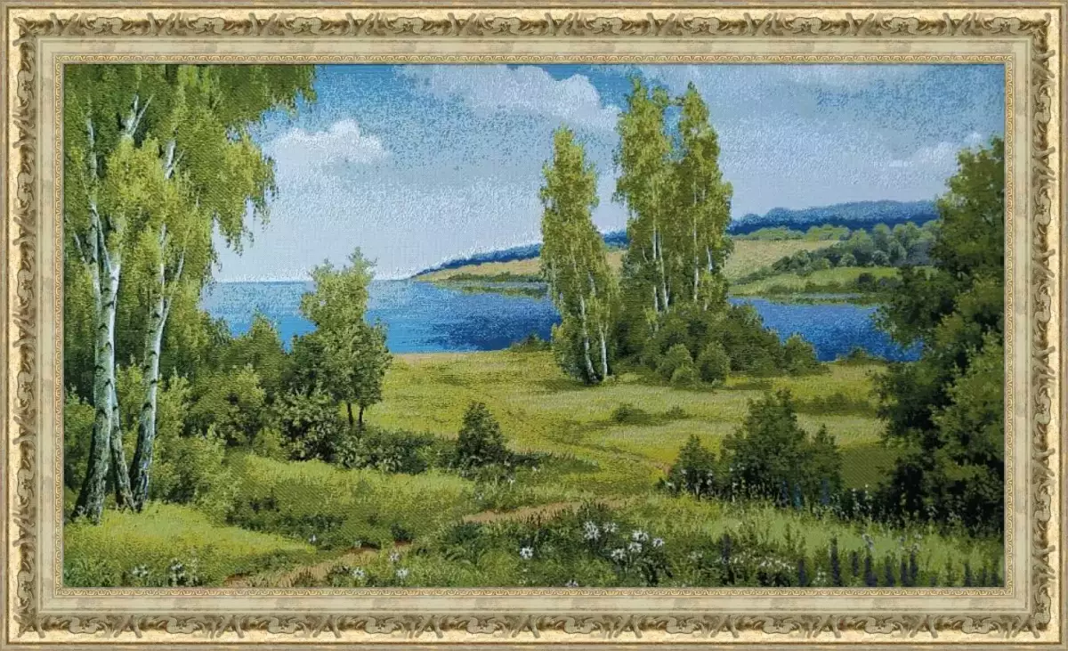 Гобелен в раме. Березовая опушка. 42х70 см, 719-16