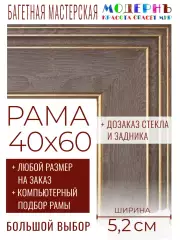 Рама багетная 40x60 для картин и зеркал - 5,2 см, классическая, пластиковая, с креплением, без стекла, М-38-2
