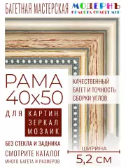 Рама багетная 40x50 для картин и зеркал - 5,2 см, классическая, пластиковая, с креплением, М-4-4