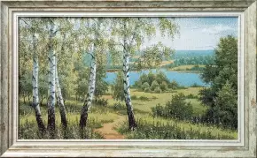 Гобелен в раме. Пять берёз евро, габ 40х65 см. 715-60
