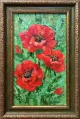Картина. Лолита Серебрянская-Симонян Маков цвет, холст, масло, 30х17 см. Авторская живопись.