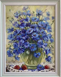 Картина. Никколова И.А. Васильки. Холст, масло. 40х30 см. Авторская живопись. 