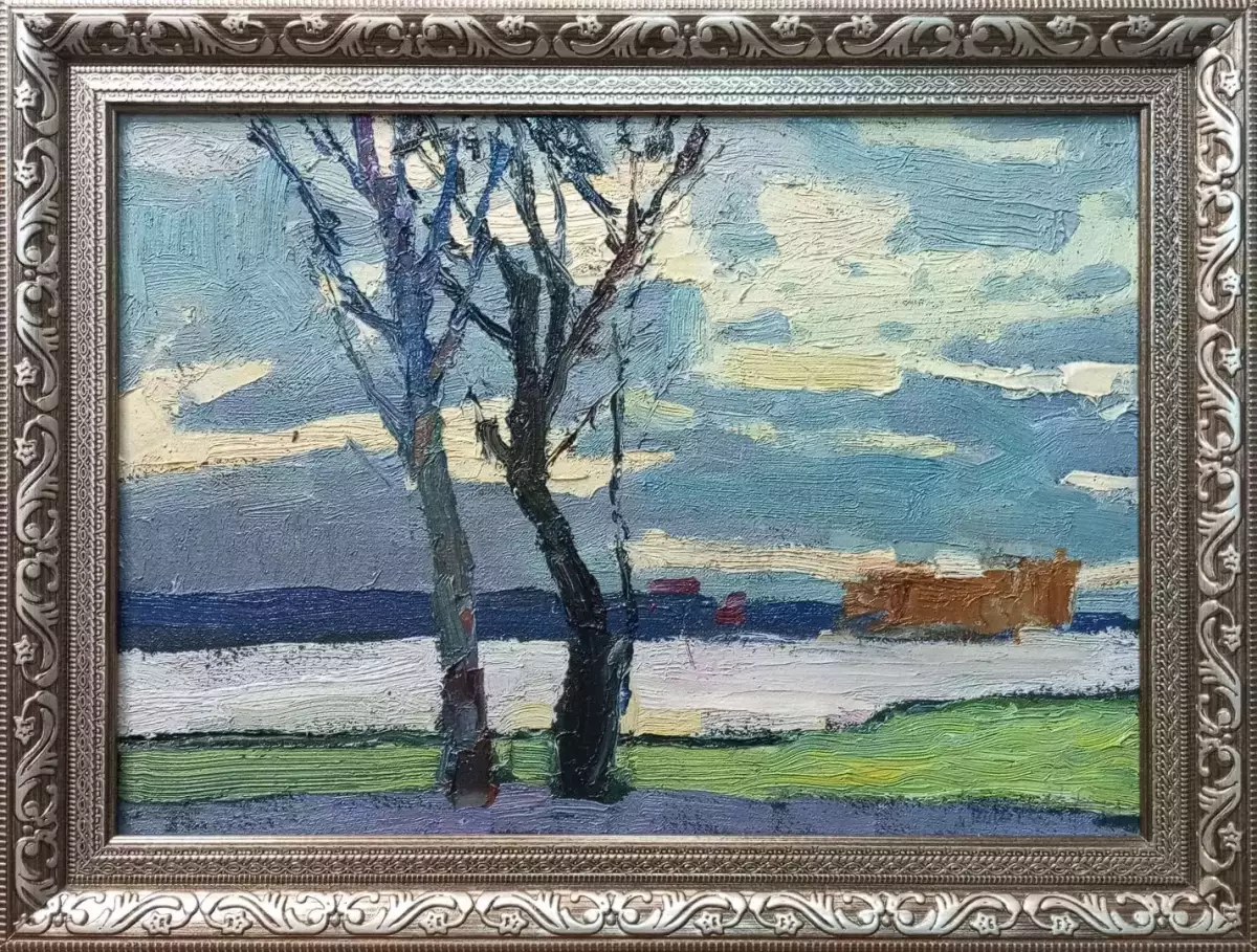 Картина. Юрий Болотов. В ожидании большой воды. Холст, масло. 25х35 см. Авторская живопись