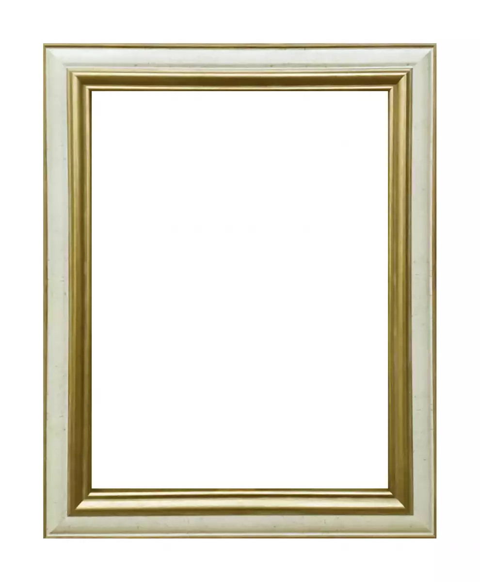 Рама багетная 80x100 для картин и зеркал, золотая-молочная - 5 см, классическая, пластиковая, с креплением, 701-14