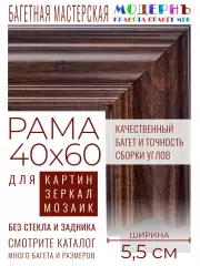 Рама багетная 40x60 для картин и зеркал - 5,5 см, классическая, пластиковая, с креплением, без стекла, М-15-4