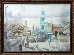 Картина. Владимир Попов Никольский храм, холст, масло, 50х70 см. Авторская живопись.
