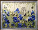 Гобелен в раме. Бабочки в ирисах. 81х102 см