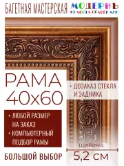 Рама багетная 40x60 для картин и зеркал - 5,2 см, классическая, пластиковая, с креплением, без стекла, М-2-3