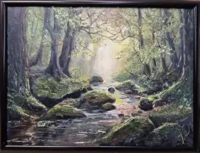 Картина. Курилёнок Евгения. Горный ручей. Холст, масло. 30х40 см. Авторская живопись.