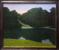 Попов Дмитрий. Пейзаж с заходящим солнцем. Холст, масло. 36х44 см. Авторская живопись