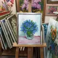 Картина. Стефан Домусчи. Подснежники. Холст, масло. 40х30 см. Авторская живопись.