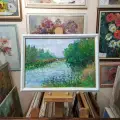 Картина. Роман Серебрянский. Летний полдень. Картон, масло. 25х35 см. Авторская живопись.