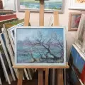 Картина. Ольга Ельчанинова. Бегущие деревья. Холст, картон, масло. 30х40 см. Авторская живопись.