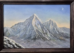 Попов Дмитрий. Утренние горы. Холст, картон, масло. 20х30 см. Авторская живопись