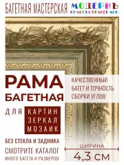 Рама багетная 40x60 для картин и зеркал, золотая-зеленая - 4,3 см, классическая, пластиковая, с креплением, 710-16